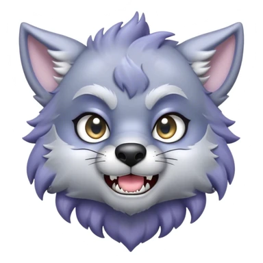 Cinematic Cute Werewolf Portrait Emoji, with a cuddly, miniature lupine form in soft moonlit grays and silvers, featuring oversized sparkling eyes and a sweet, endearing snarl, simplified yet irresistibly adorable, highly detailed with a gentle glowing outline that captures the playful, heartwarming essence of a little werewolf! sticker