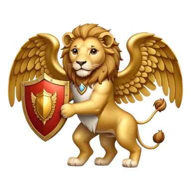 Lion with wings and shield sticker