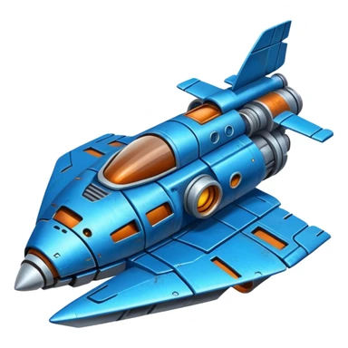 blue futuristic scrap spaceship  sticker