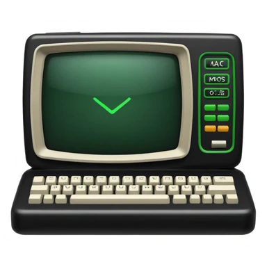 mac os icon code computer retro terminal, black, green white sticker