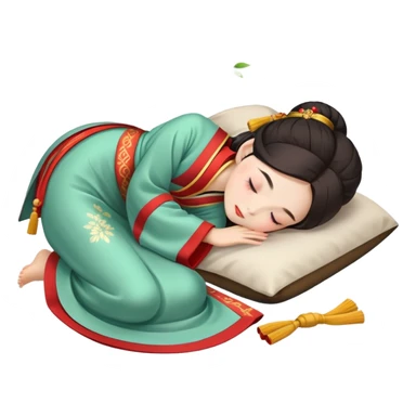 Beautiful girl in Hanfu lying on the ground sleeping sticker