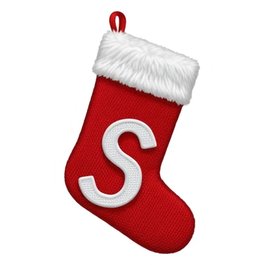 Christmas sock with white "S" logo sticker