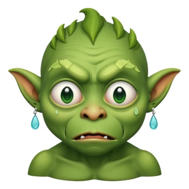 Goblin is crying with big tears in his eyes  sticker