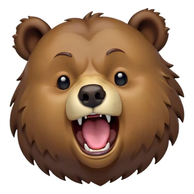 Cinematic Cute Yawning Grizzly Bear Portrait Emoji, Head tilted slightly with a dramatic, wide-open yawn, showcasing a thick, rugged deep brown fur with drooping ears, round eyes barely open in drowsy contentment, Simplified yet irresistibly adorable features, highly detailed, glowing with a soft, cozy glow, high shine, relaxed yet expressive, stylized with a touch of wild whimsy, bright and endearing, soft glowing outline, capturing the essence of a sleepy yet affectionate grizzly, so drowsy it feels like it could stretch out of the screen and curl up for a nap! sticker