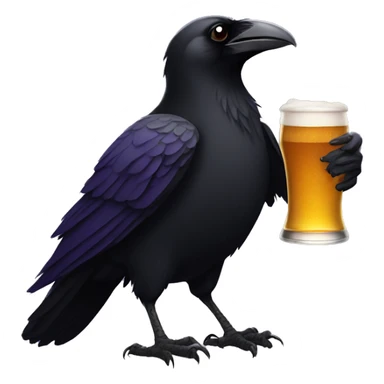 raven holding a beer sticker