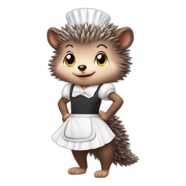 Hedgehog wearing a maid outfit sticker