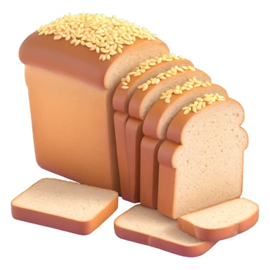 3D render of sliced whole wheat bread with quinoa and rice, showing texture and seeds, artisanal style sticker