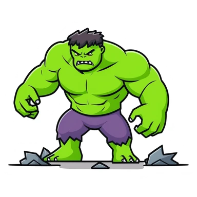 World Breaker Hulk, ultimate green monster with earth-shattering power, cracked ground beneath him sticker