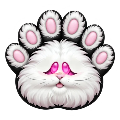 Fluffy white cat paw with six toes sticker