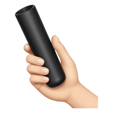a hand holding a black tube sticker