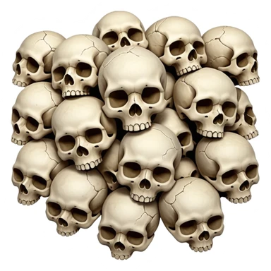 Piles of Skulls, seamless, top down perspective, in the style of gritty realism sticker