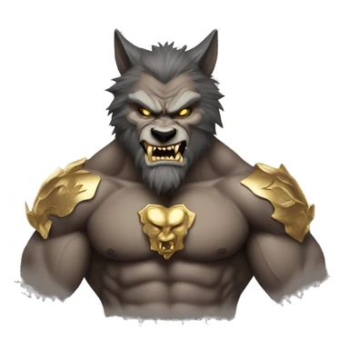 Muscular Wolfman wearing clothes with gold fangs sticker