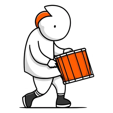 Person walking with a drum making wake up calls at dawn sticker