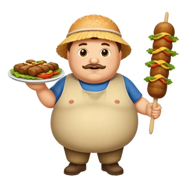 Fat man with kebab sticker