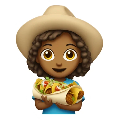Small brown girl eating taco sticker