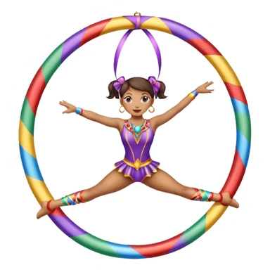A metallic acrobat hoop decorated with ribbons, perfect for the woman to do aerial stunts inside the circus tent. sticker