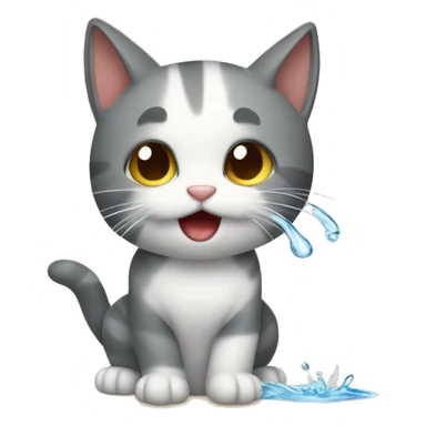 GATO TOMANDO AGUA sticker