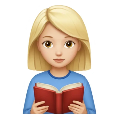 Blonde girl reading a book sticker