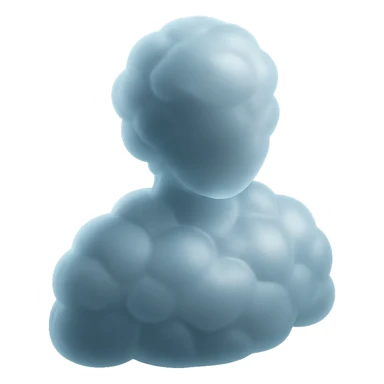 A person from the shoulders up, entirely composed of fluffy white convex clouds sticker