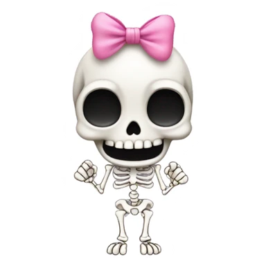 Cute skeleton w pink bow on head w middle finger  sticker
