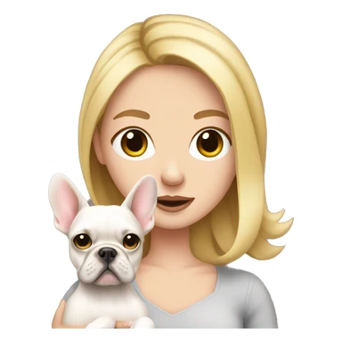 Blonde white girl holding frenchie with big ears sticker