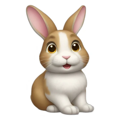 Lapin sur chat sticker