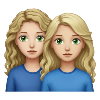 Girl who is pale with long slightly curly hair and green eyes next to a girl with mid length dirty blonde hair and blue eyes who is also pale sticker