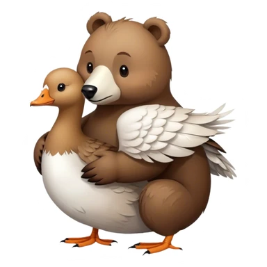 Bear hugging a goose sticker