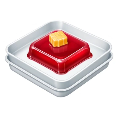 Red Gelatin dessert in a tray sticker