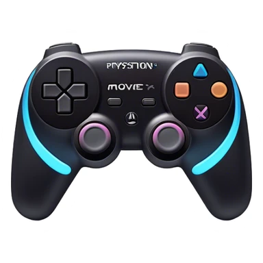 Clash of Clans aesthetic: Cinematic Playful PlayStation Move Controllers Portrait Emoji, rendered in a 3D vector-style similar to standard emojis with minimal shading and bold, simplified shapes. A compact, distinct form with signature details, softly glowing with a cutting-edge console technology charm. Simplified yet unmistakably iconic, highly detailed and consistent, glowing with a soft radiance and high shine. Stylized with a touch of technological advancement and a soft glowing outline, capturing the essence of a beloved gaming relic with a friendly, playful manner! sticker