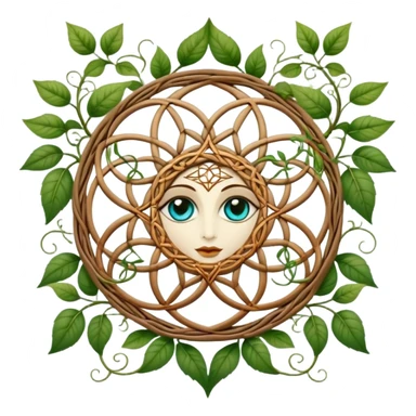Boho style Flower of life s by vines that have mystical eyes in the leaves sticker