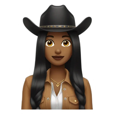 cowgirl black straight hair sticker