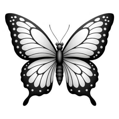 Mariposa color blanco y negro tipo tatuaje sticker