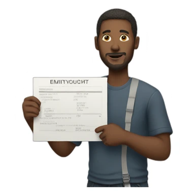 man holds info sign sticker