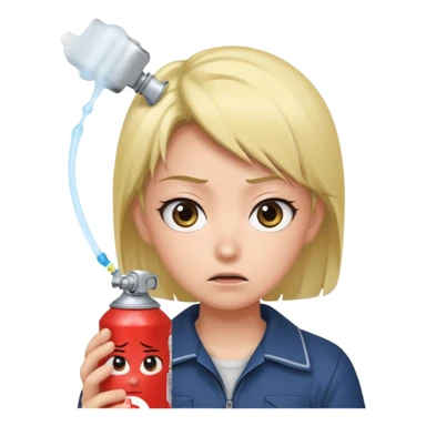 Anime character using a can of raid bug spray looking disgusted sticker