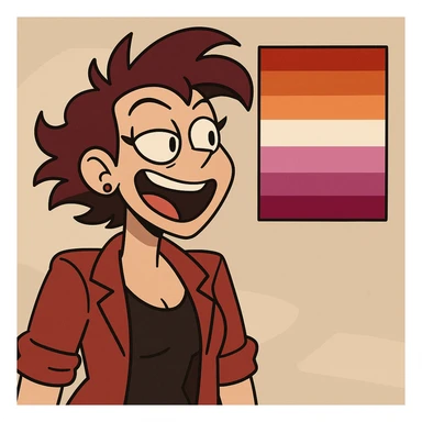 lesbian pride flag, simple, flat design, no text sticker