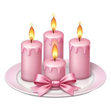 light pink burning candles with bow on white plate sticker