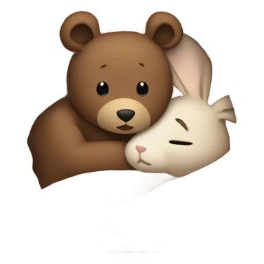bear and brown bunny under blanket sticker