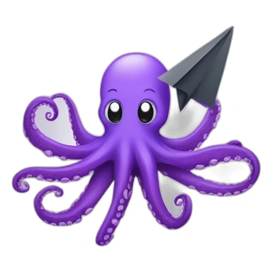 purple octopus with paper plane sticker