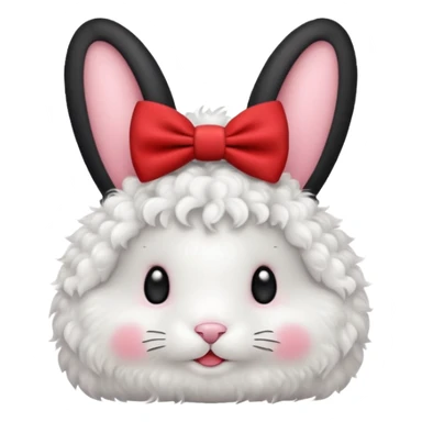 curly bunny with red bowtie sticker