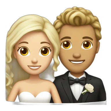 Tan Woman with dark brown hair and man with blonde hair getting married sticker