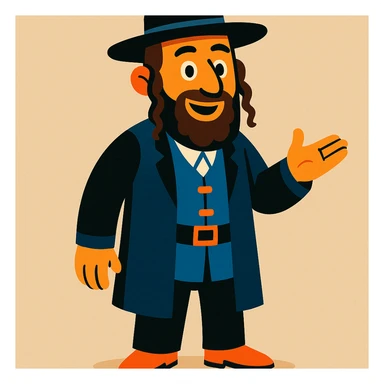 Jewish man, traditional attire, neutral background, vibrant toon style sticker