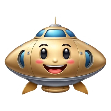 spaceship with funny face and smile big sticker