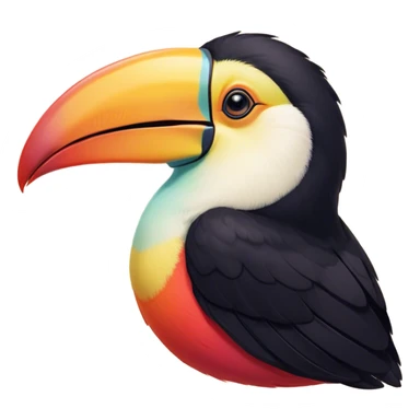 Meme-Worthy cute Sleeping Toucan Portrait Emoji, Head resting peacefully with a contented smile, showcasing a vibrantly colored beak and eyes gently closed in serene slumber, Simplified yet comically adorable features, highly detailed, glowing with a soft, drowsy tropical light, high shine, relaxed and utterly lovable, stylized with an air of playful laziness, bright and heartwarming, soft glowing outline, capturing the essence of a sleeping toucan that feels destined to become the next viral icon of adorable rest! sticker