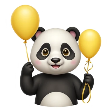 panda holding yellow lines balloon in hand sticker