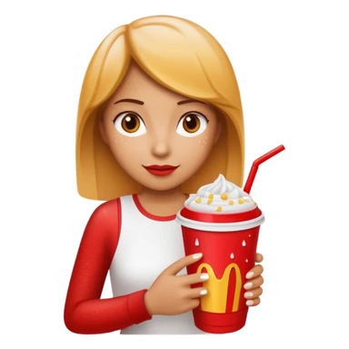 woman holding fastfood drink sticker