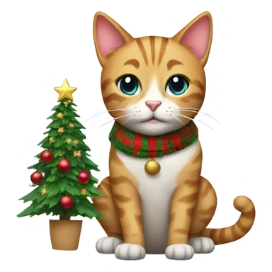 Christmas Cat with Christmas tree sticker