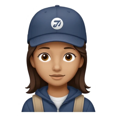 adolescente con gorra, pelo castaño oscuro con rayso de color mono sticker