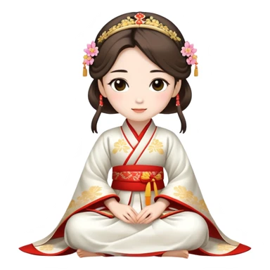 Beautiful girl wearing Hanfu h wedding dress sitting sticker