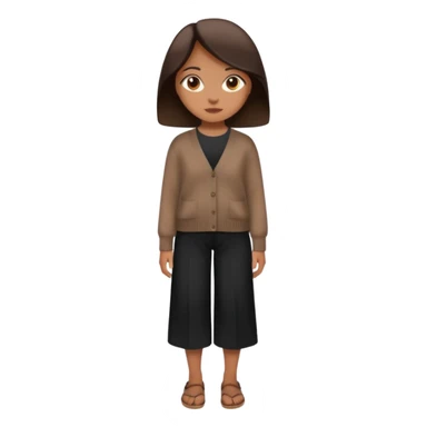 a girl wearing dark brown cardigan and black cullote pants sticker
